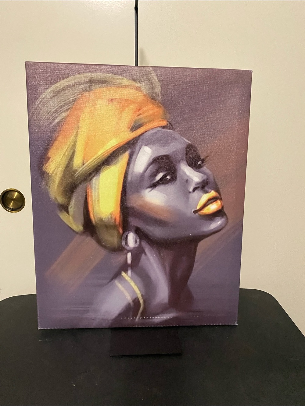 Gray & Yellow African Woman Canvas Art Print - Modern Home Art